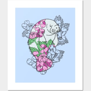 Floral Manatee Posters and Art